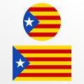 Catalonia flag set. Independence symbol. Blue Estelada emblem. Vector illustration